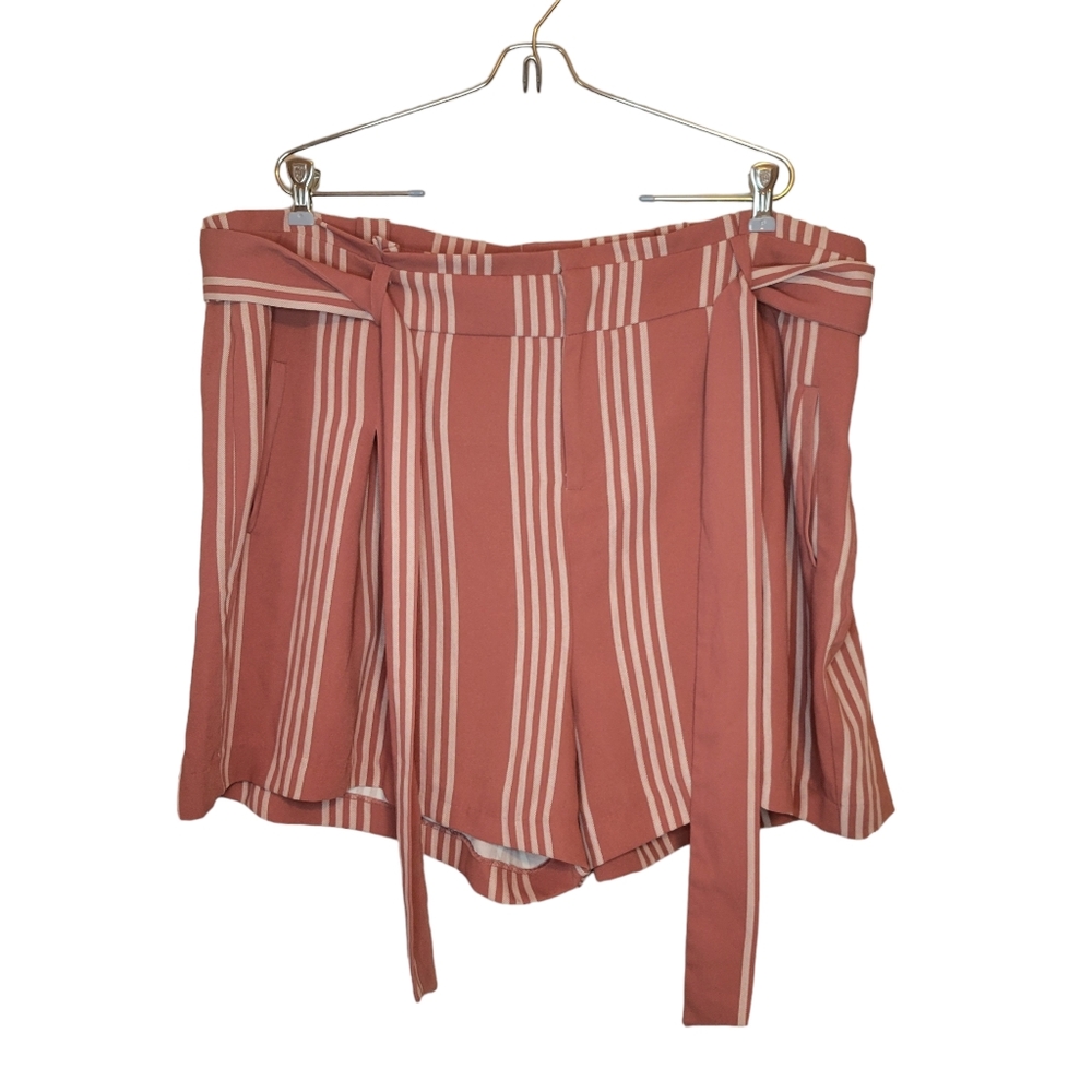 Torrid Self Tie Mid Short- Stripe Dusty Rose Shorts , Size 20 - Picture 3 of 6